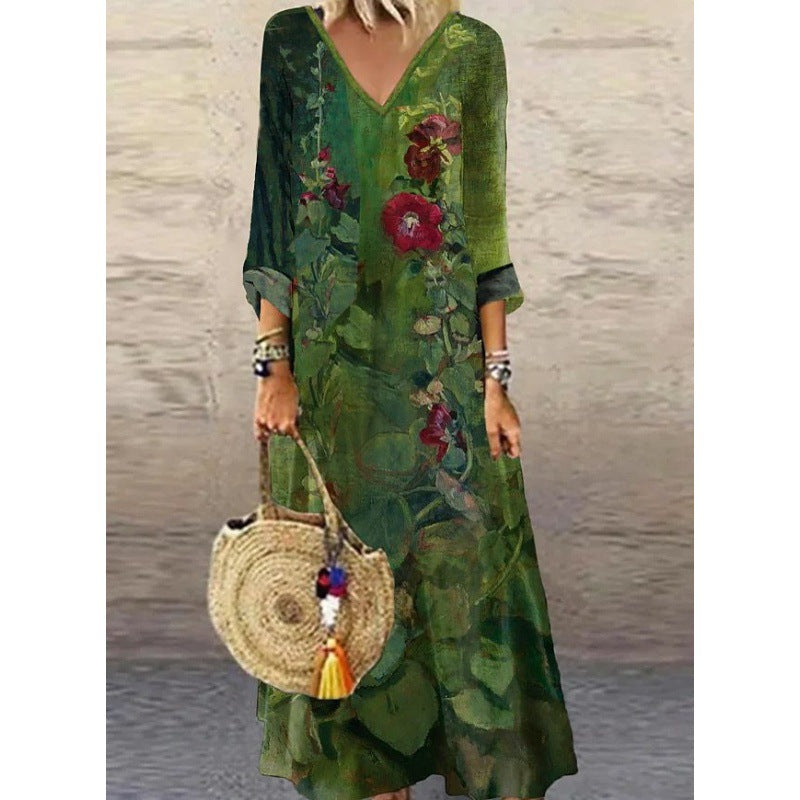 Women's Beautiful Floral Long Dress womens dress Distinguished Fine Apparel