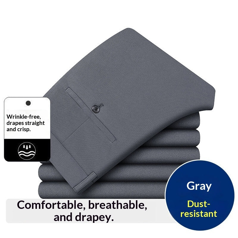 Men's Stretch Casual Pants, Loose-Fit Wrinkle-Resistant, Iron-Free Dress Pants mens pants Distinguished Fine Apparel Light Gray 29