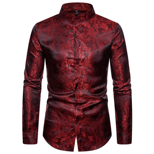 Men's Cashew Flower High-end Lapel Shirt Men's Shirts Distinguished Fine Apparel