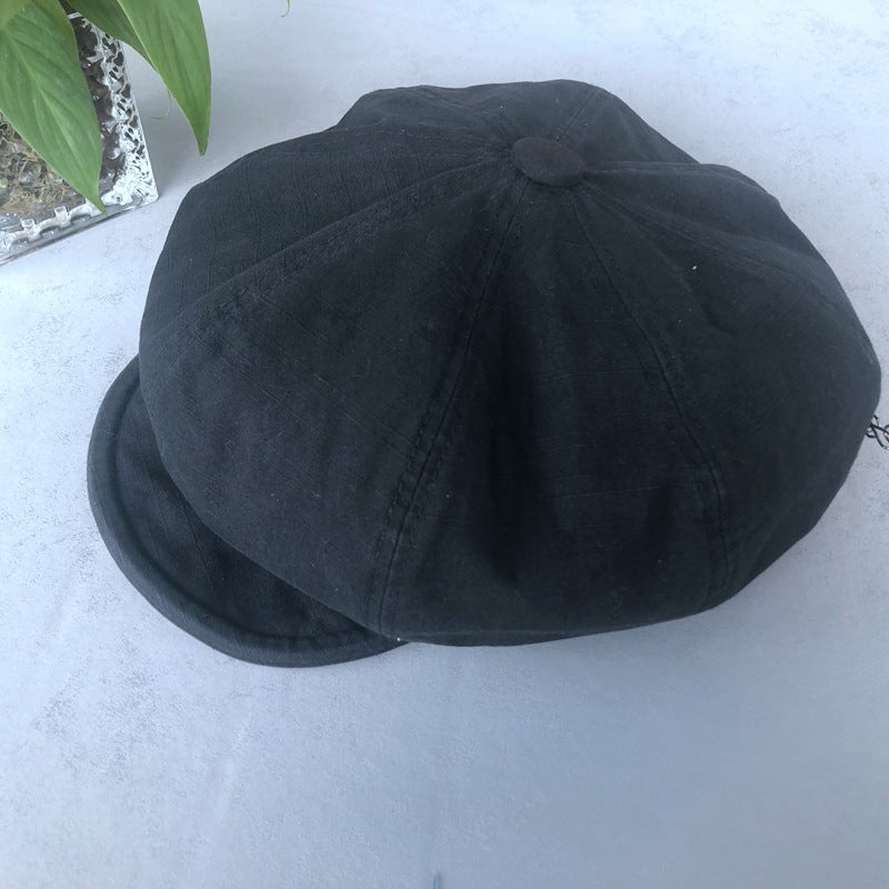 Minimalist Washed Cotton Solid Color Beret womens hat Distinguished Fine Apparel Black M