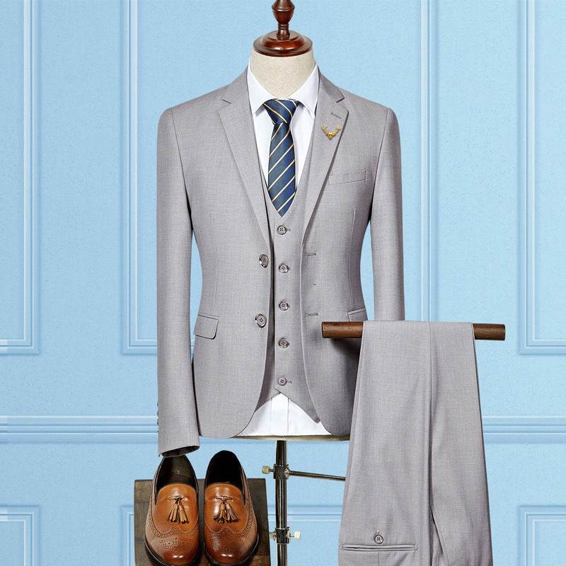 Gentleman's 3 Piece Formal Suit - Business and Formal Wear, Suits For Men formal wear Distinguished Fine Apparel Light Grey S