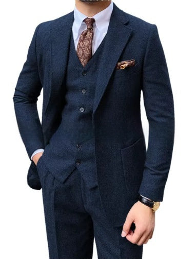 Men's Herringbone Single-breasted Casual Slim Suit mens suit Distinguished Fine Apparel