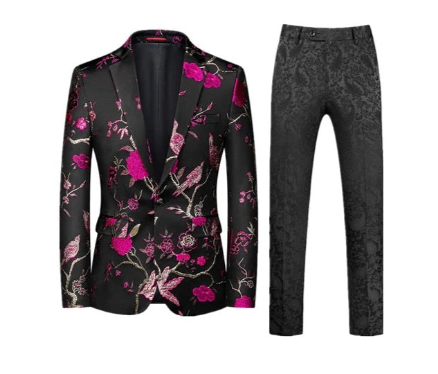 Mens suit that commands - Eccentric Fashion mens suit Distinguished Fine Apparel Red and Black Pant Suit M