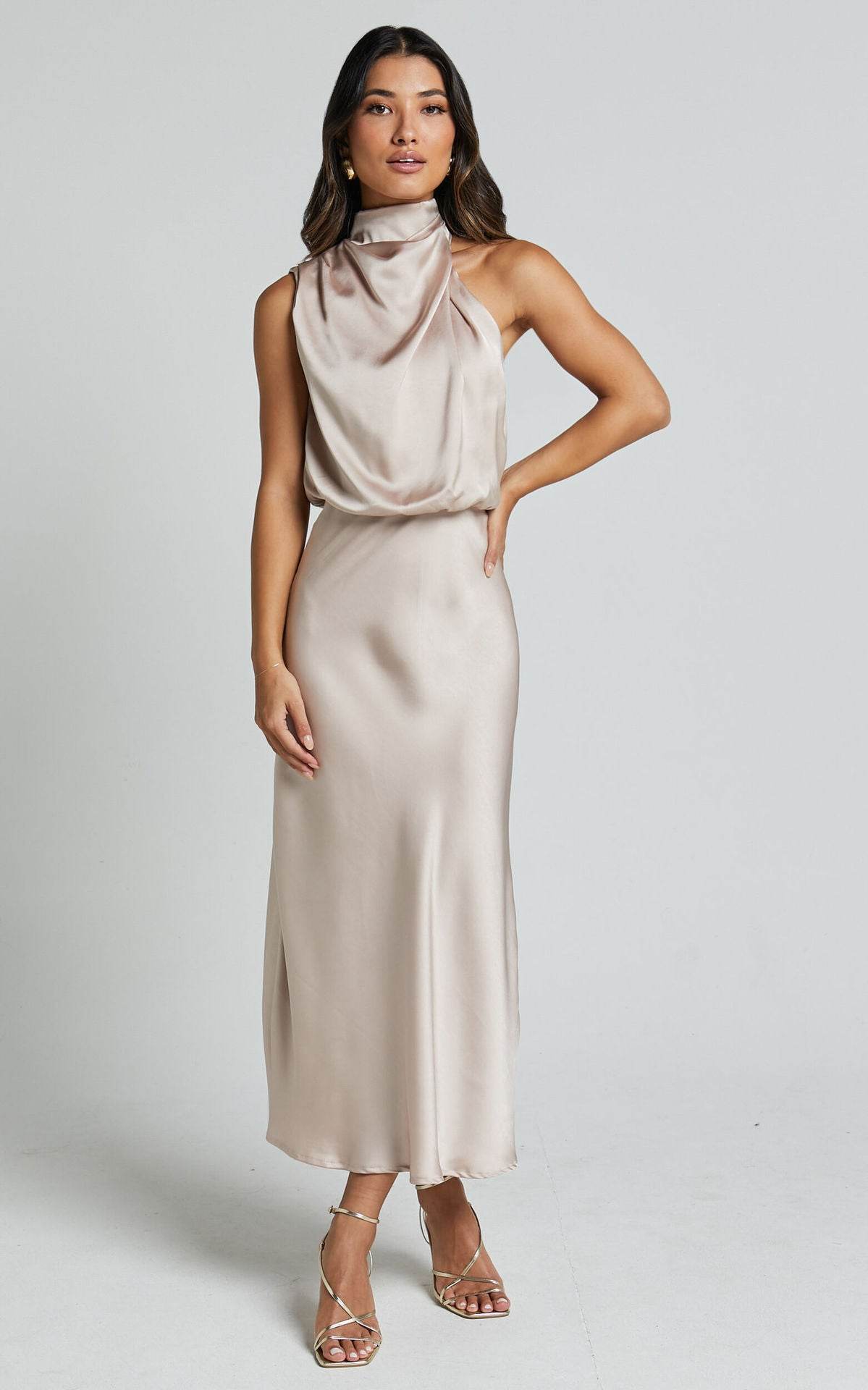 Women's Sleeveless Summer Dress - Elegant Evening Party Wear lady's dresses Distinguished Fine Apparel Champagne color S