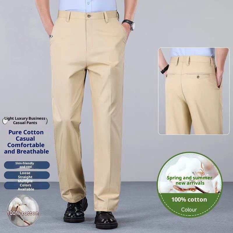 Men's Casual Straight-leg Cotton Plus Size Trousers mens pants Distinguished Fine Apparel