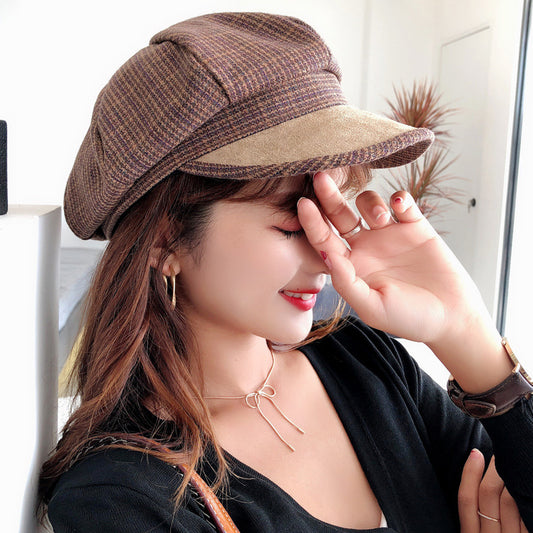 News Girls Plaid Hat - Thin Light Weight womens hat Distinguished Fine Apparel