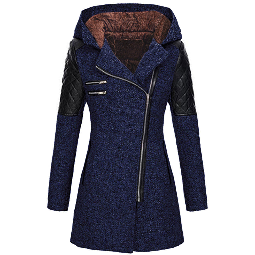 Women's Warm Coat - Thick Woolen Winter Windbreaker - Hooded womens coat Distinguished Fine Apparel