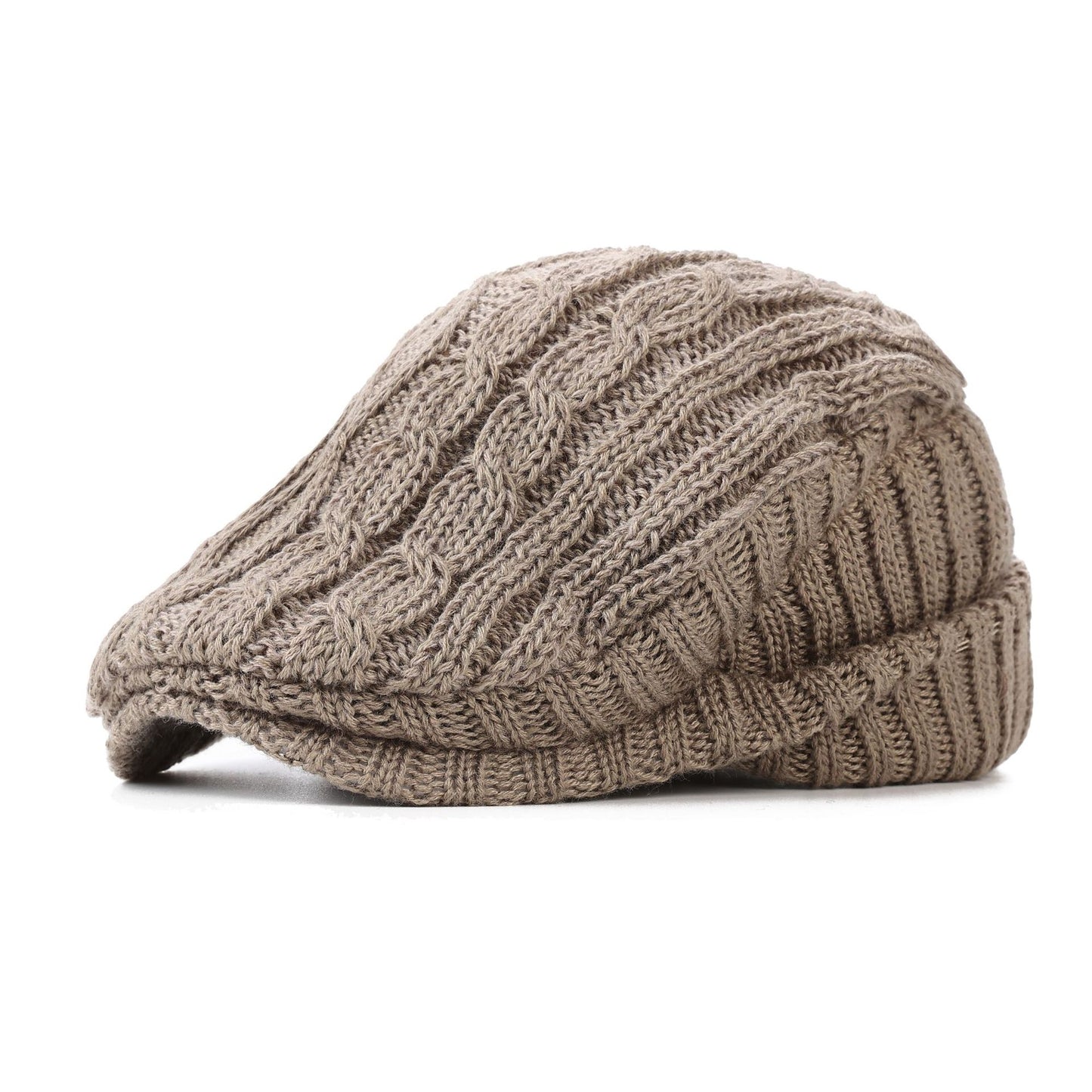 Mens Hat: Gentlemen's Fleece Lined Warm Winter and Autumn Headwear mens hats Distinguished Fine Apparel Khaki M