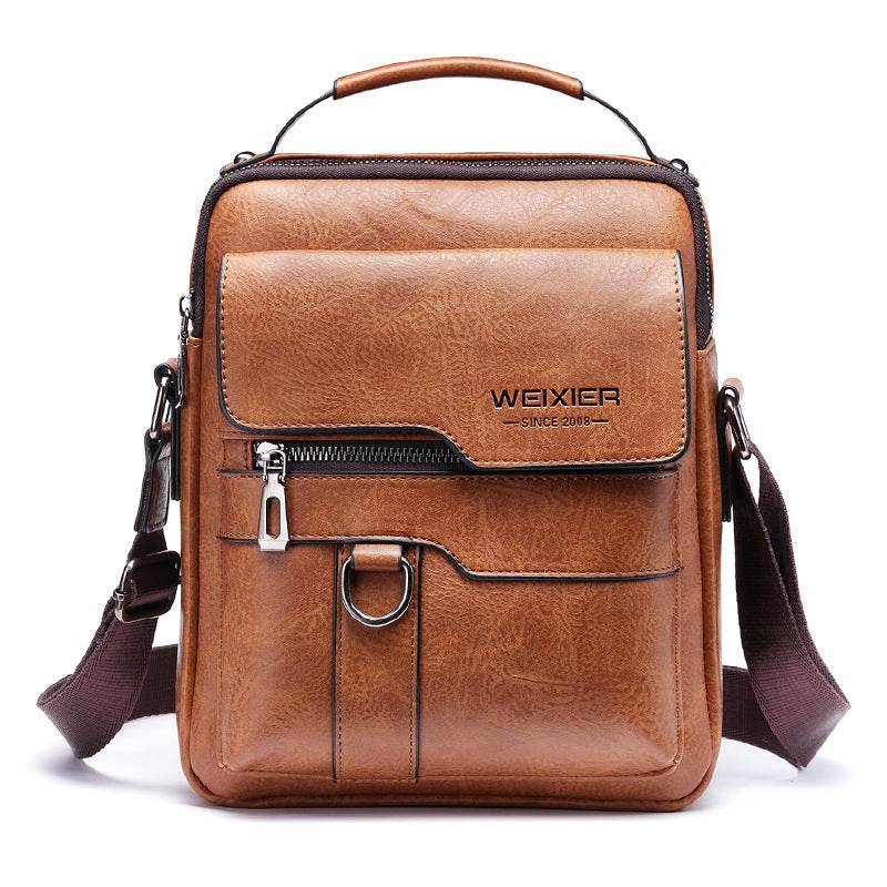 Men's Messenger Bag - Crossbody Bag Business Travel Casual Mens Bag Distinguished Fine Apparel Light Brown