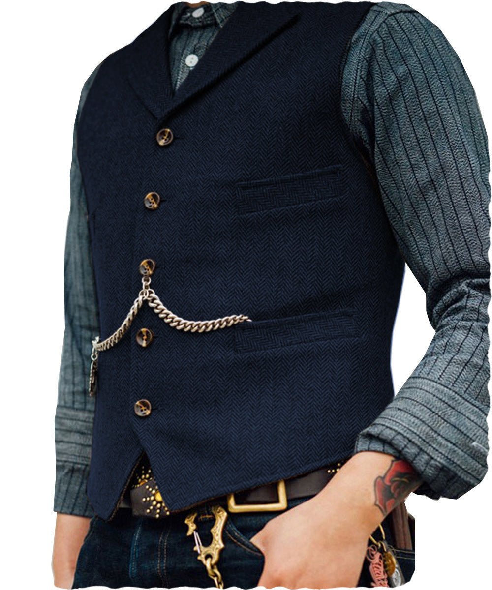 Men's Vest Wedding Groom Best Man Vest mens vest Distinguished Fine Apparel Navy Blue L