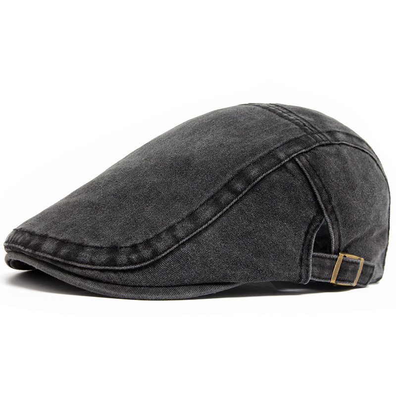 Retro Washed Denim Beret Casual Head Wear womens hats Distinguished Fine Apparel Black Adjustable