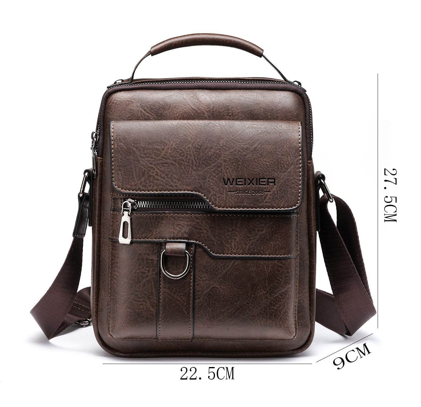 Men's Messenger Bag - Crossbody Bag Business Travel Casual Mens Bag Distinguished Fine Apparel Vertical Style Dark Brown