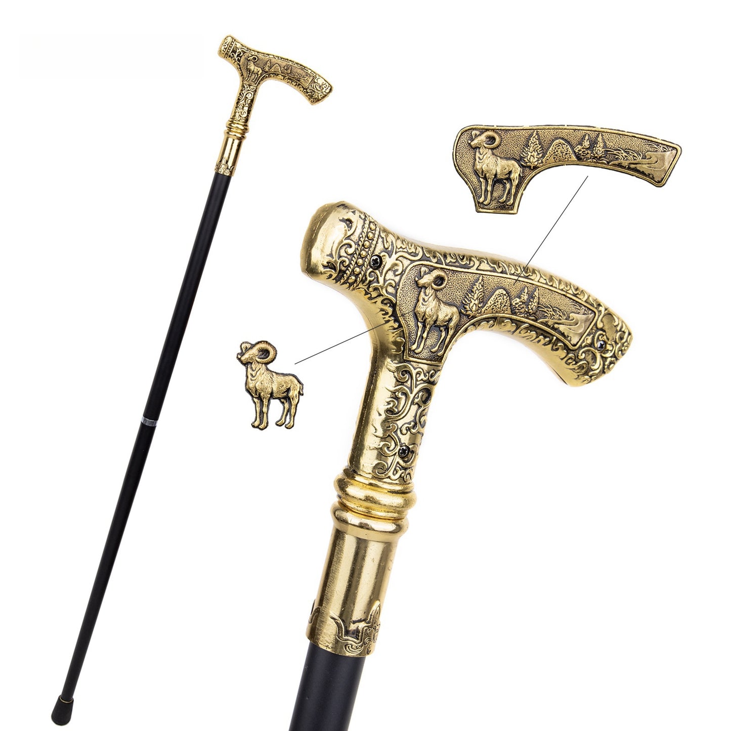 Statement Walking Cane walking stick Distinguished Fine Apparel Sheep Double Section