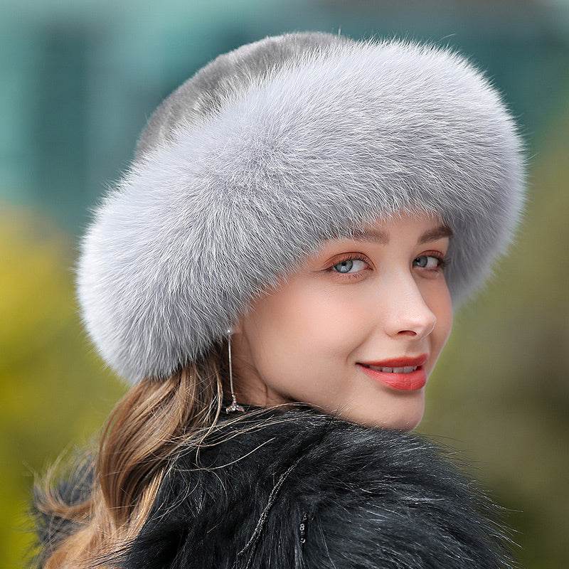 Ladies Warm Fur Hat - Genuine Leather real fur Women's hats Distinguished Fine Apparel Sapphire One size