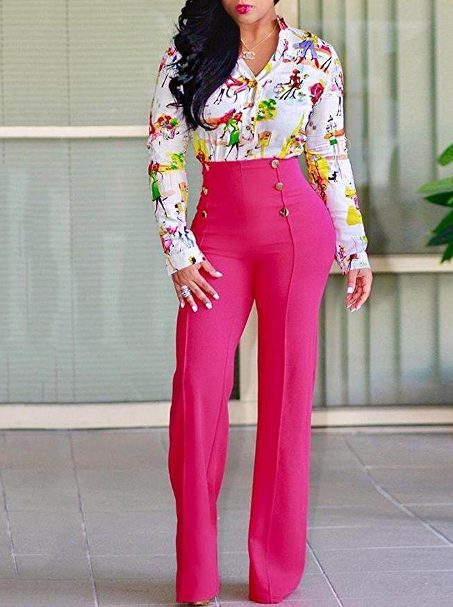 Ladies Double Breasted Micro-stretch Wide-leg Pants, touch of elegance ladys pants Distinguished Fine Apparel