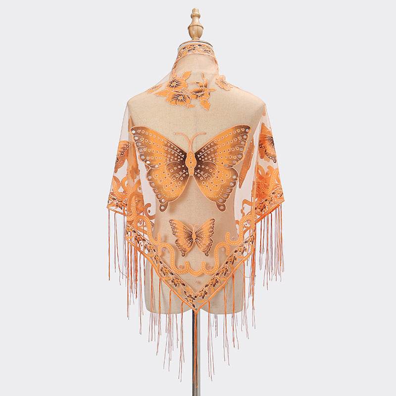 Absolutely Gorgeous Lace Triangle Lady's Scarf ladys skafs Distinguished Fine Apparel 20 Orange 150to65cm