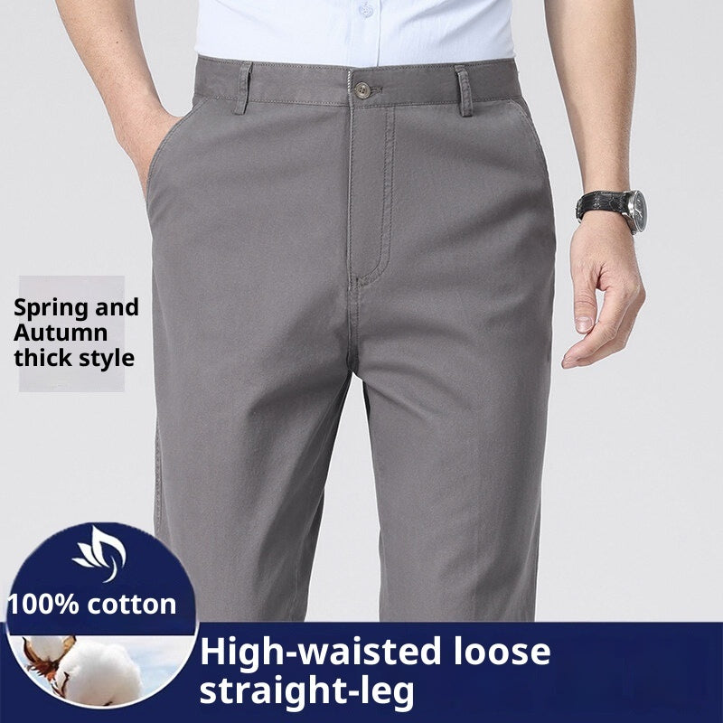 Men's Casual Straight-leg Cotton Plus Size Trousers mens pants Distinguished Fine Apparel Dark Gray Thick 29