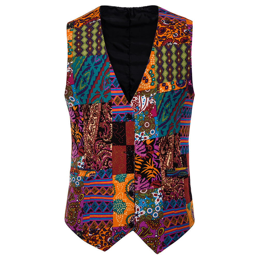 Men's Casual Ethnic Print Vest gents vest Distinguished Fine Apparel
