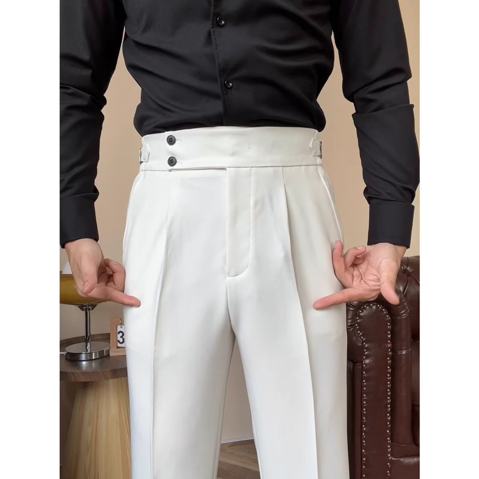 Men's High-waisted Straight-leg Trousers Casual Dress Pants mens pants Distinguished Fine Apparel