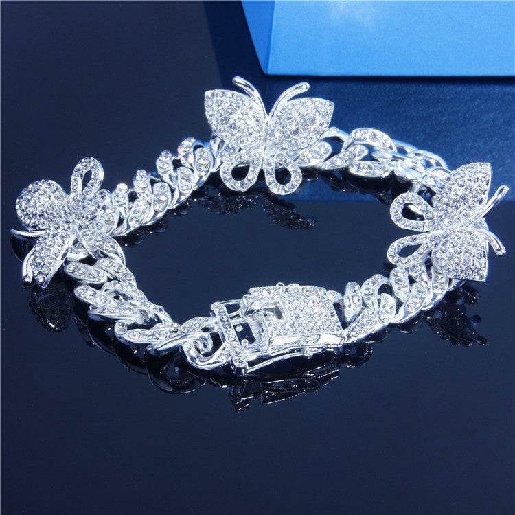 Retro Butterfly Cuban Anklet – Simple Elegance with a Bold Twist ladys accessorys Distinguished Fine Apparel Silver