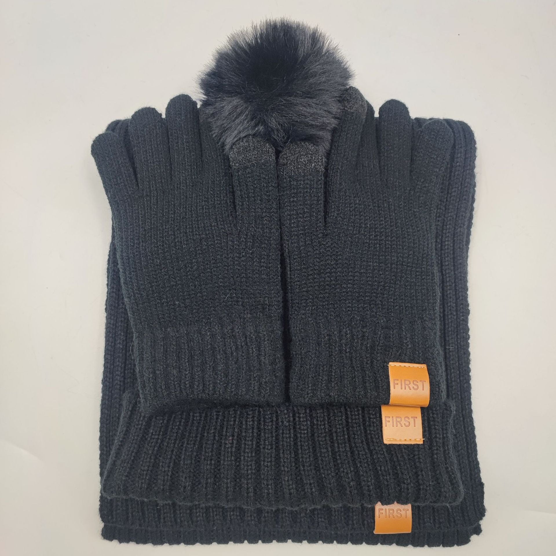 Men's And Women's Knitted Hat Scarf Gloves hat skarf gloves set Distinguished Fine Apparel