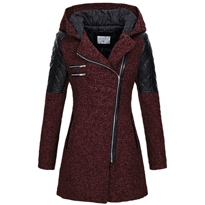 Women's Warm Coat - Thick Woolen Winter Windbreaker - Hooded womens coat Distinguished Fine Apparel