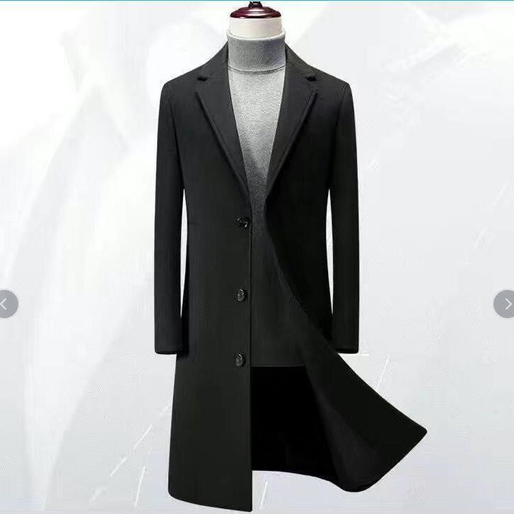 Mens Mid Length Business Coat Slim Look mens coat Distinguished Fine Apparel Black M