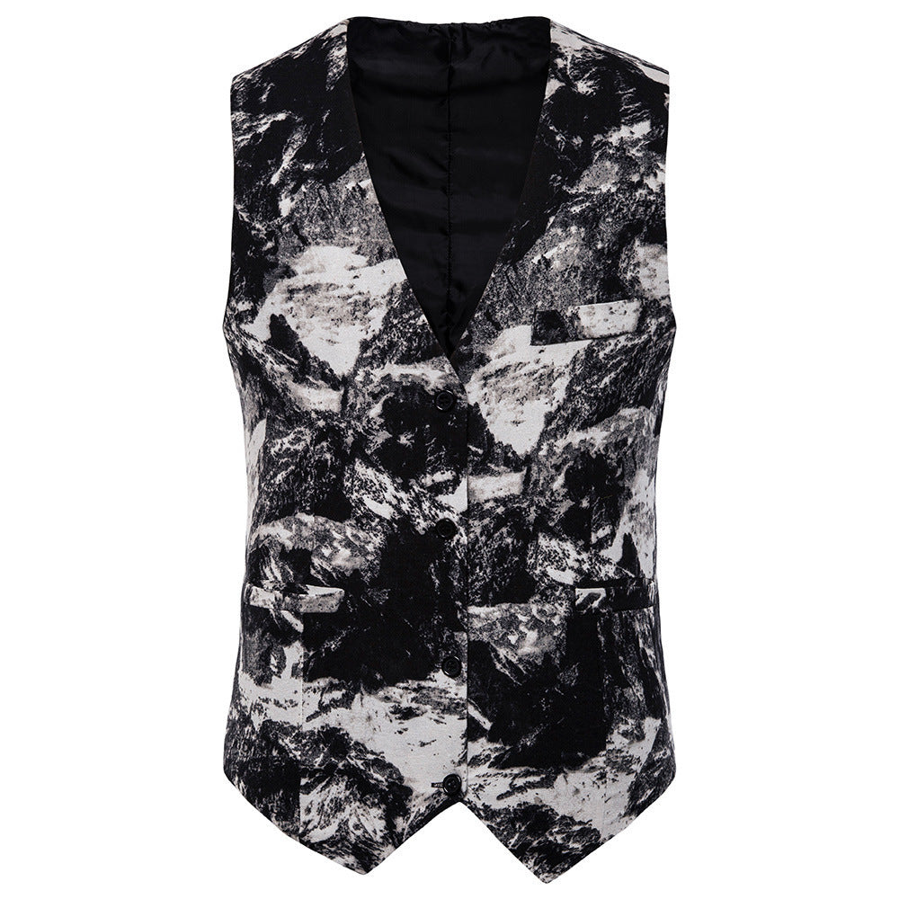 Men's Casual Ethnic Print Vest gents vest Distinguished Fine Apparel MJ05 M