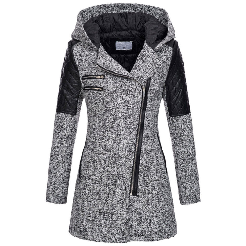 Women's Warm Coat - Thick Woolen Winter Windbreaker - Hooded womens coat Distinguished Fine Apparel
