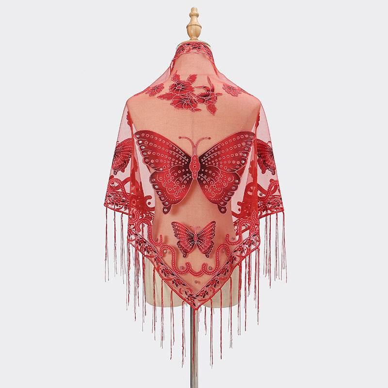 Absolutely Gorgeous Lace Triangle Lady's Scarf ladys skafs Distinguished Fine Apparel 5 Red 150to65cm
