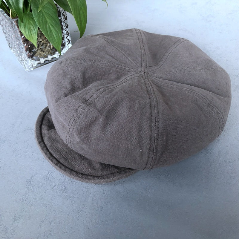 Minimalist Washed Cotton Solid Color Beret womens hat Distinguished Fine Apparel Gray M