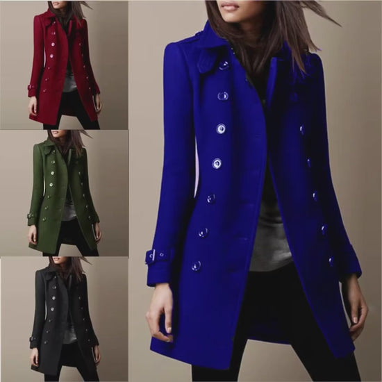 Lady's Lined Double-breasted Wool Overcoat - Elegant's For Autumn womens coat Distinguished Fine Apparel